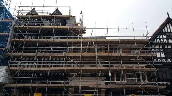 Scaffolding in place at Chester Row