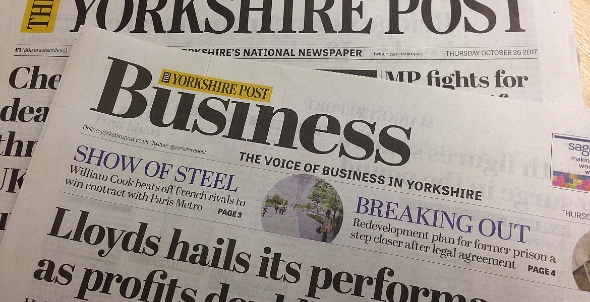 Yorkshire Post Article in the business section.